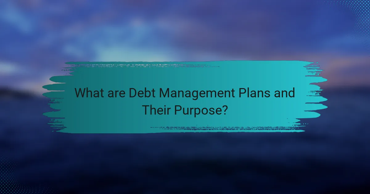 What are Debt Management Plans and Their Purpose?