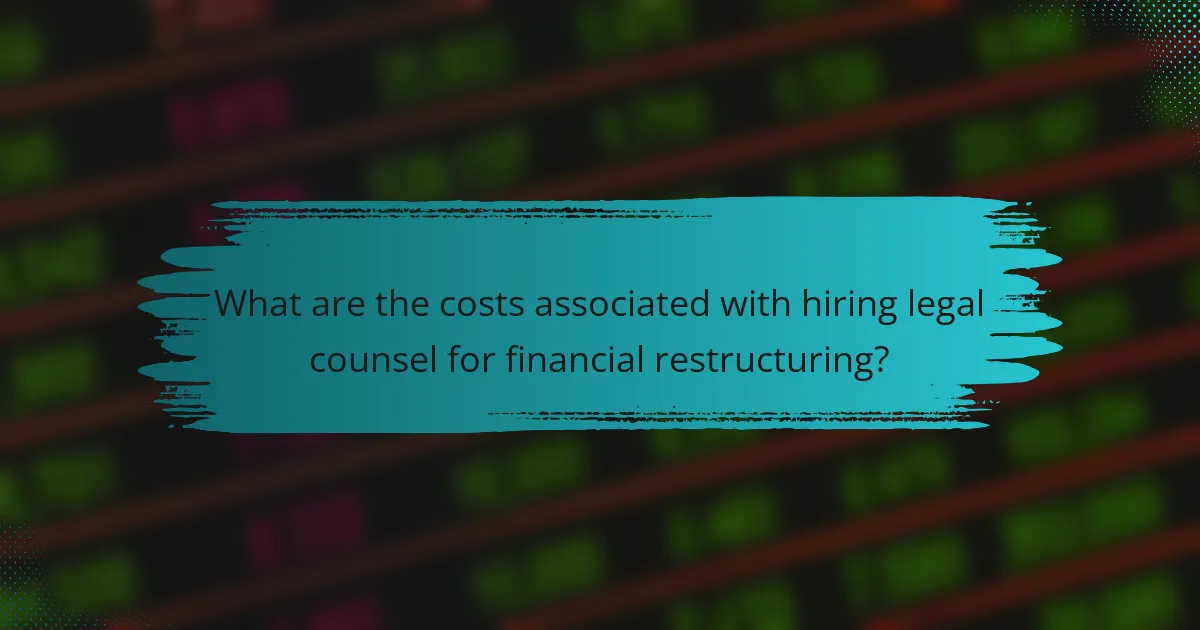 What are the costs associated with hiring legal counsel for financial restructuring?