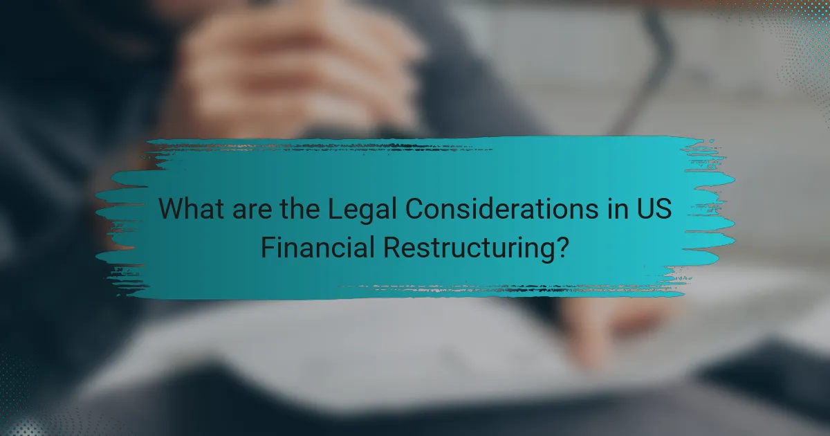 What are the Legal Considerations in US Financial Restructuring?
